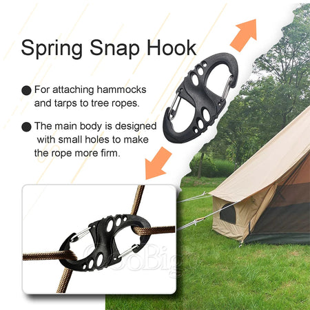 10pc Plastic Snap Hook Spring Buckle Carabiner Clips - Outdoor DIY Accessories