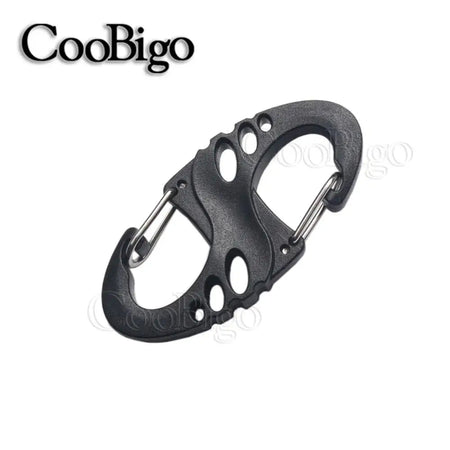 10pc Plastic Snap Hook Spring Buckle Carabiner Clips - Outdoor DIY Accessories Black