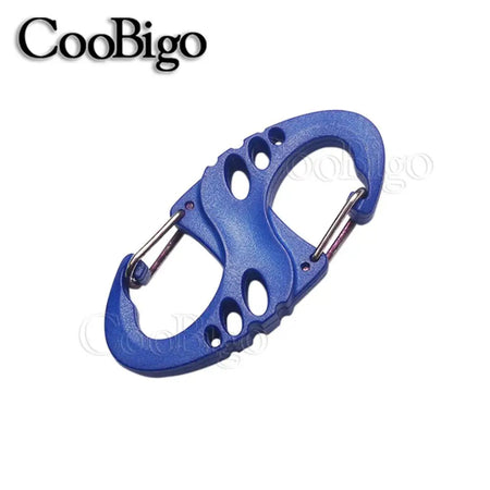 10pc Plastic Snap Hook Spring Buckle Carabiner Clips - Outdoor DIY Accessories Blue