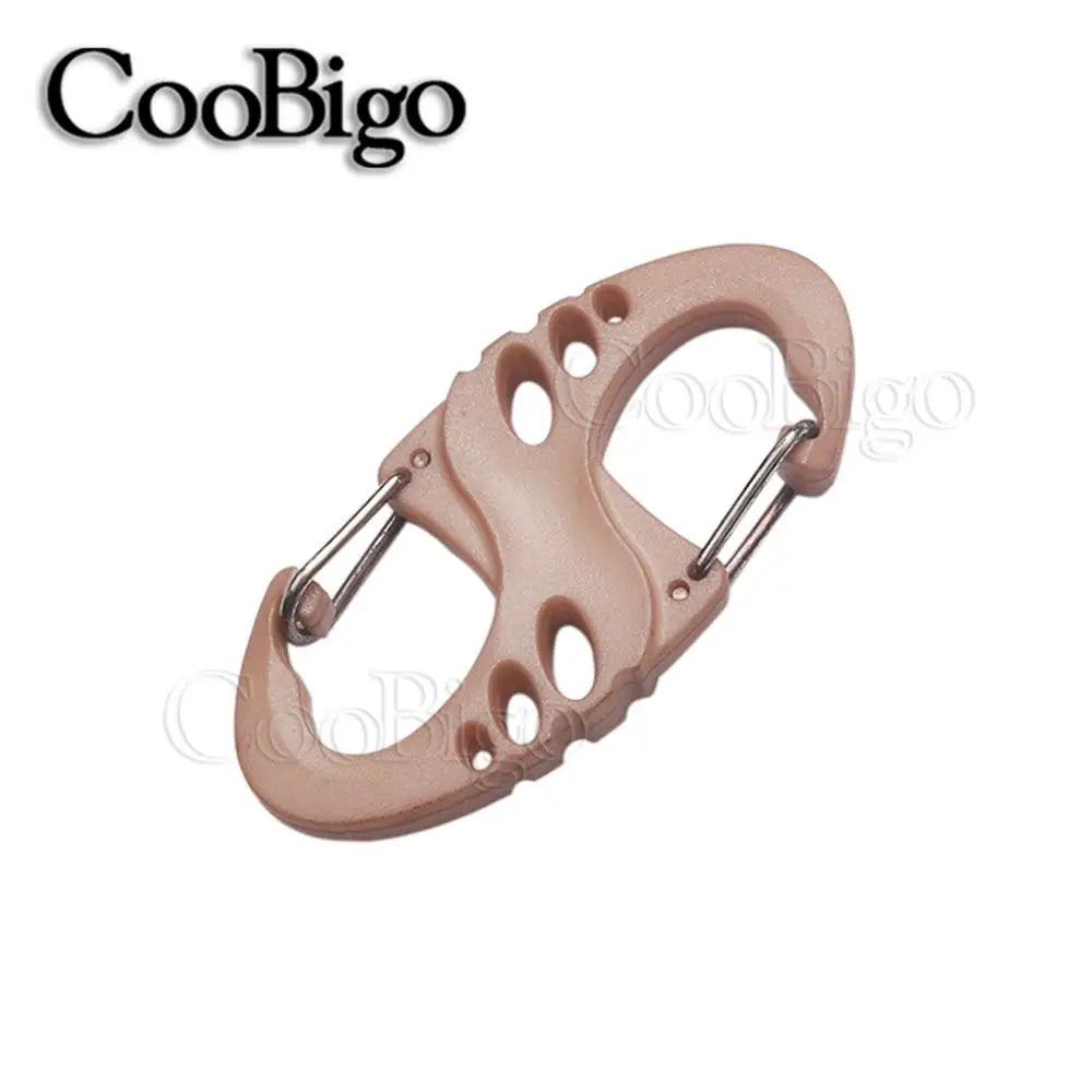10pc Plastic Snap Hook Spring Buckle Carabiner Clips - Outdoor DIY Accessories DesertTan