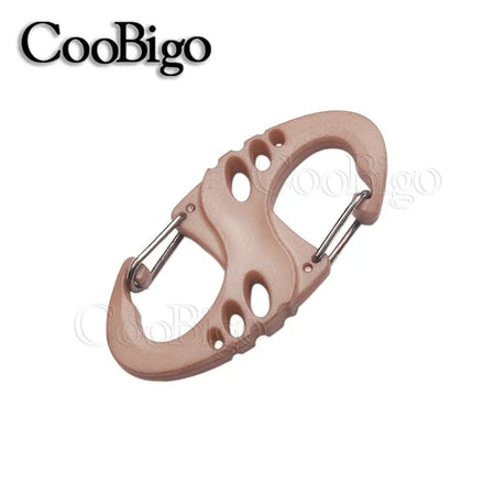 10pc Plastic Snap Hook Spring Buckle Carabiner Clips - Outdoor DIY Accessories DesertTan