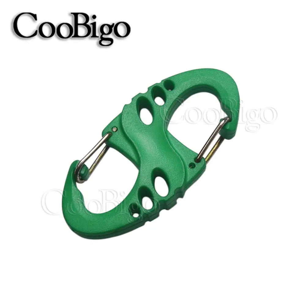 10pc Plastic Snap Hook Spring Buckle Carabiner Clips - Outdoor DIY Accessories Green