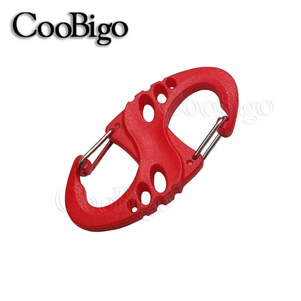 10pc Plastic Snap Hook Spring Buckle Carabiner Clips - Outdoor DIY Accessories Red