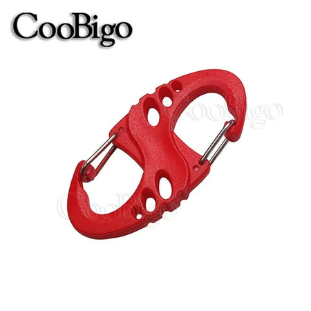 10pc Plastic Snap Hook Spring Buckle Carabiner Clips - Outdoor DIY Accessories Red
