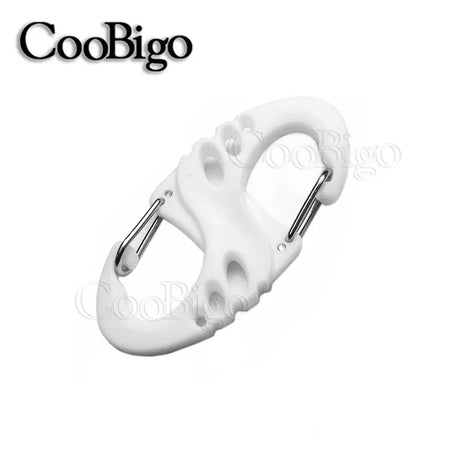 10pc Plastic Snap Hook Spring Buckle Carabiner Clips - Outdoor DIY Accessories White