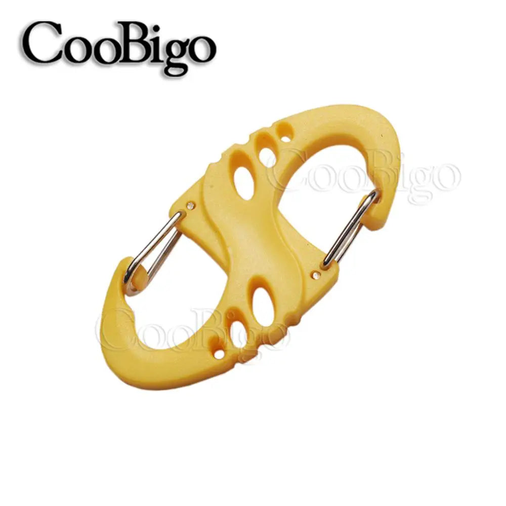 10pc Plastic Snap Hook Spring Buckle Carabiner Clips - Outdoor DIY Accessories Yellow