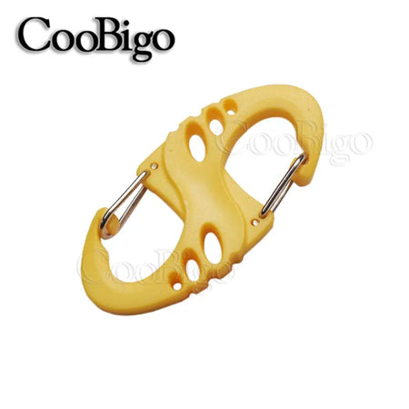 10pc Plastic Snap Hook Spring Buckle Carabiner Clips - Outdoor DIY Accessories Yellow