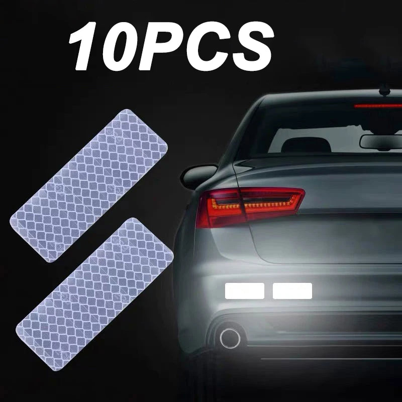 10Pcs Car Safety Reflective Warning Tape Car Tail Reflective Safety Caution Reflector Stickers Decals Car Styling Car Decoration