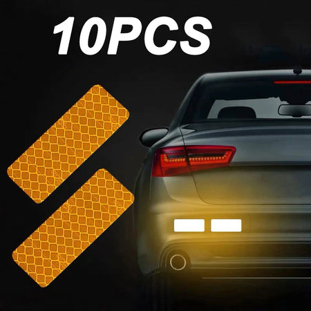 10Pcs Car Safety Reflective Warning Tape Car Tail Reflective Safety Caution Reflector Stickers Decals Car Styling Car Decoration