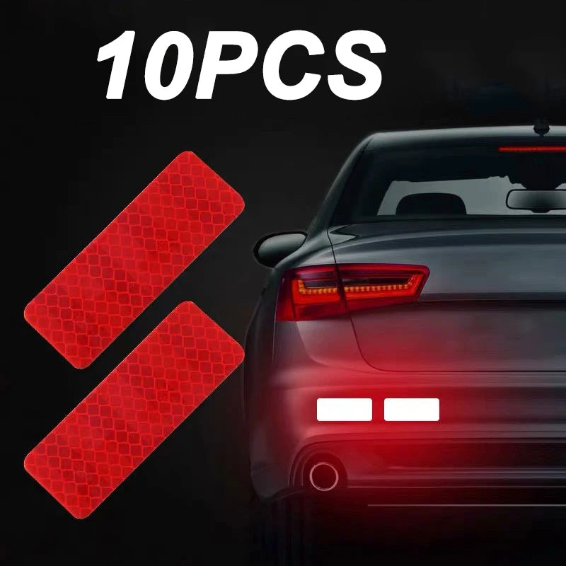 10Pcs Car Safety Reflective Warning Tape Car Tail Reflective Safety Caution Reflector Stickers Decals Car Styling Car Decoration