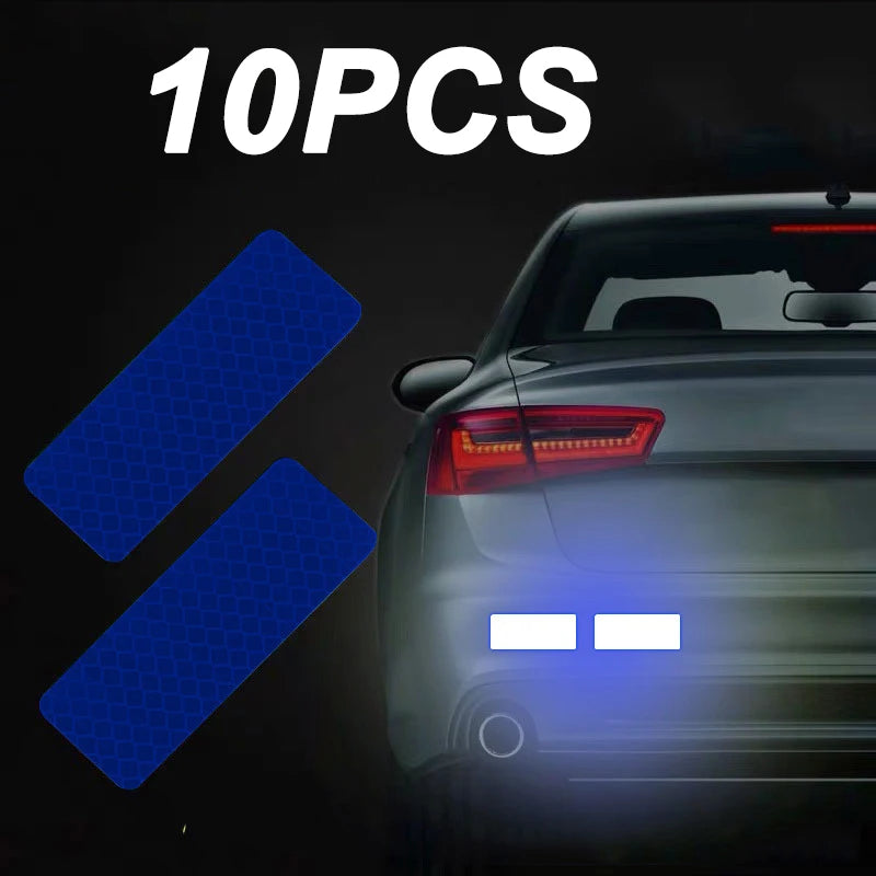 10Pcs Car Safety Reflective Warning Tape Car Tail Reflective Safety Caution Reflector Stickers Decals Car Styling Car Decoration