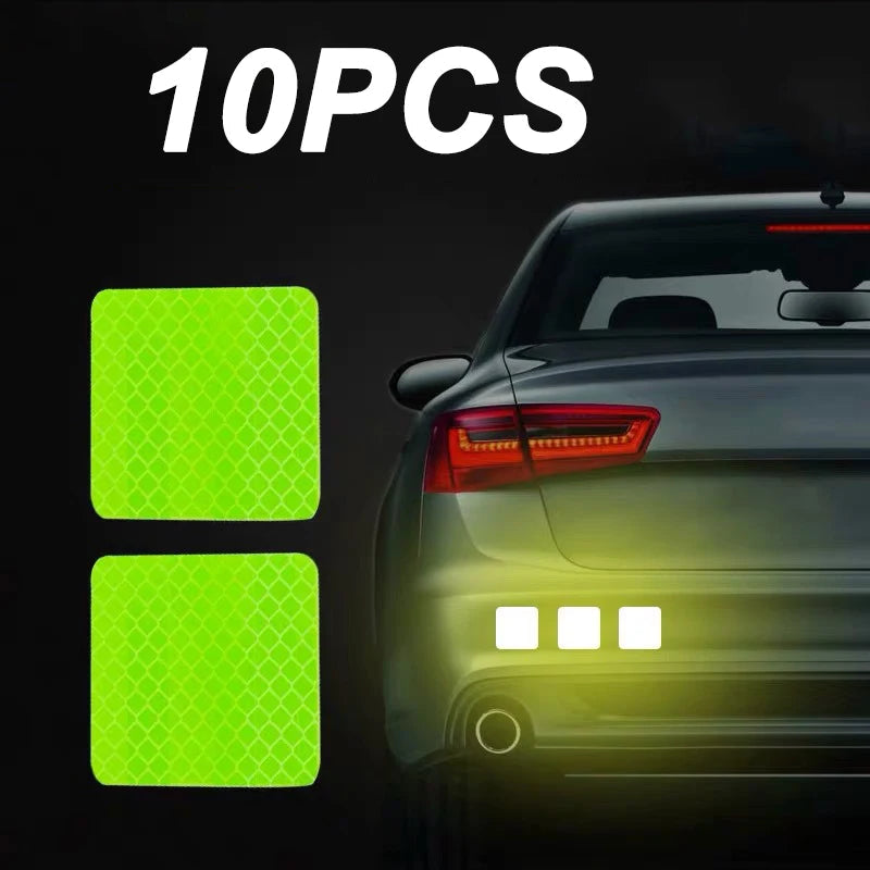 10Pcs Car Safety Reflective Warning Tape Car Tail Reflective Safety Caution Reflector Stickers Decals Car Styling Car Decoration