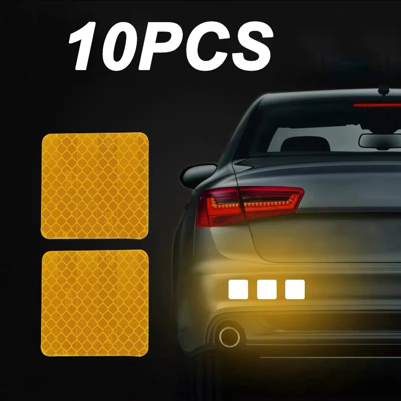 10Pcs Car Safety Reflective Warning Tape Car Tail Reflective Safety Caution Reflector Stickers Decals Car Styling Car Decoration