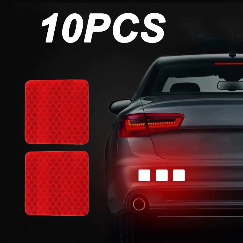 10Pcs Car Safety Reflective Warning Tape Car Tail Reflective Safety Caution Reflector Stickers Decals Car Styling Car Decoration