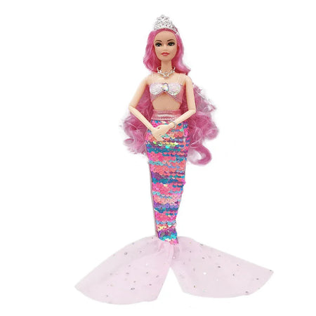 11 Inch Mermaid Doll Full Set Multi Joints Movable 30cm Height Doll with Sequin Skirt Suit Girls Dress Up Toys Mermaid - Pink / Doll with Clothes