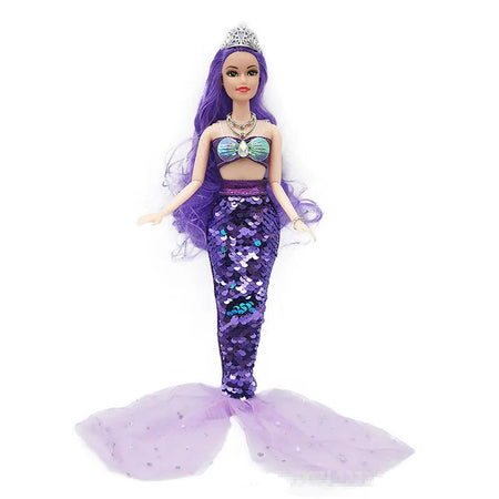 11 Inch Mermaid Doll Full Set Multi Joints Movable 30cm Height Doll with Sequin Skirt Suit Girls Dress Up Toys Mermaid -Purple / Doll with Clothes