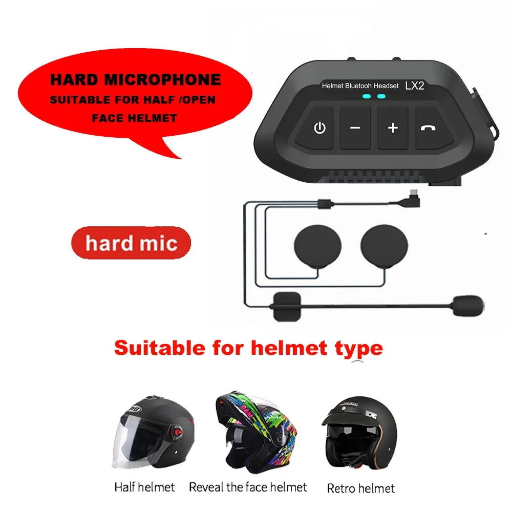 1200mAh Motorcycle Helmet Wireless Headset BT 5.0 Bluetooth Helmet Headset Voice Assistant Moto Earphone Motorbike Headphone
