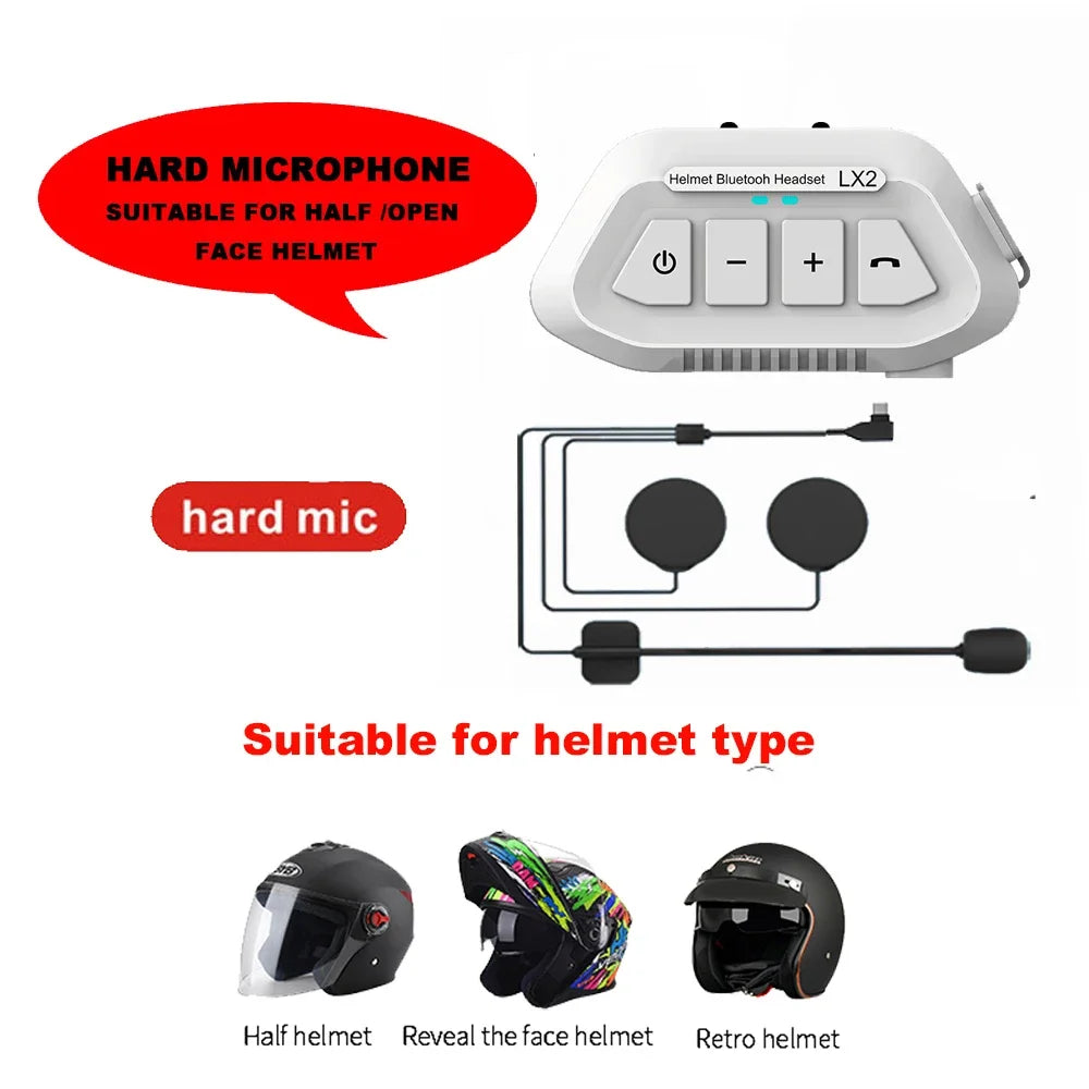 1200mAh Motorcycle Helmet Wireless Headset BT 5.0 Bluetooth Helmet Headset Voice Assistant Moto Earphone Motorbike Headphone