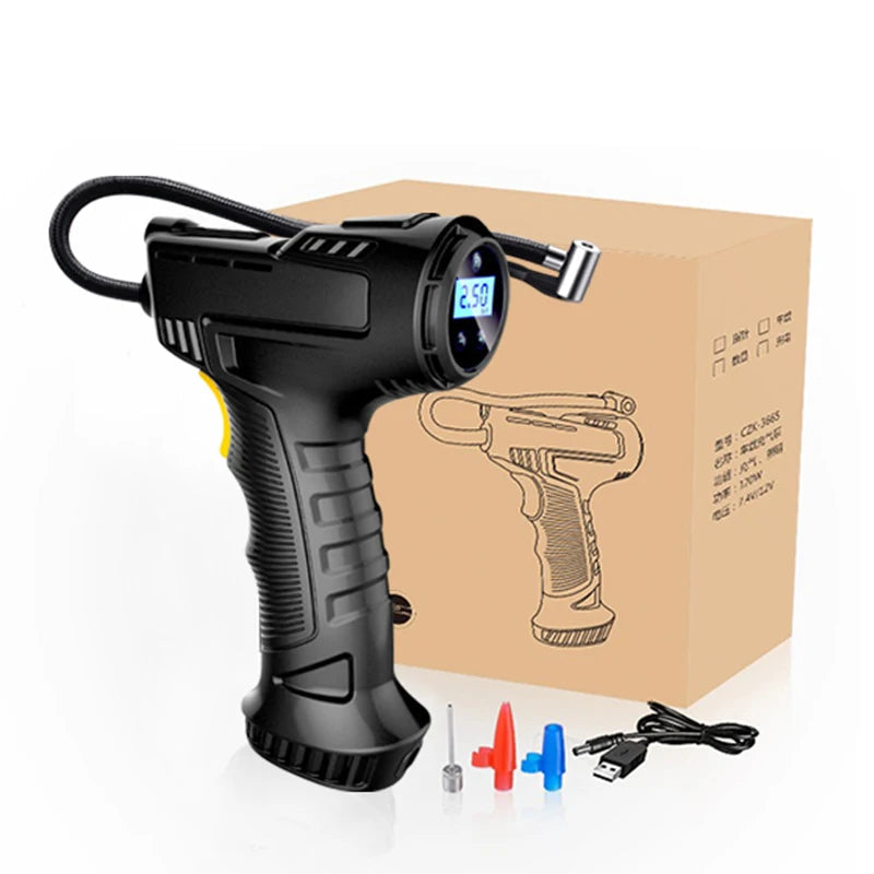 Rechargeable Cordless Car Tire Inflator Air Pump - Portable Compressor, Digital Gauge, 150 PSI
