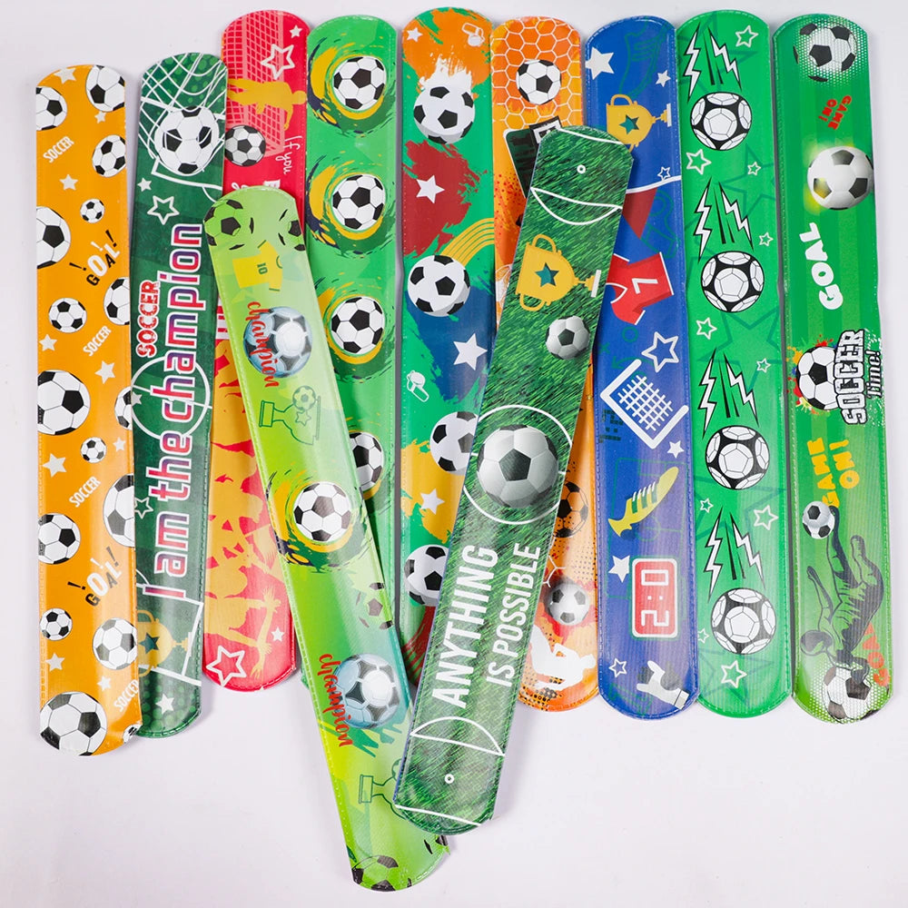 12pcs Soccer Slap Bracelets Wristband Toys for Kids Football Theme Party Decoration 12Pcs