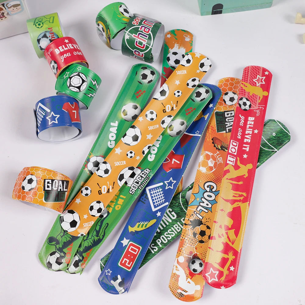 12pcs Soccer Slap Bracelets Wristband Toys for Kids Football Theme Party Decoration