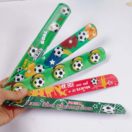 12pcs Soccer Slap Bracelets Wristband Toys for Kids Football Theme Party Decoration