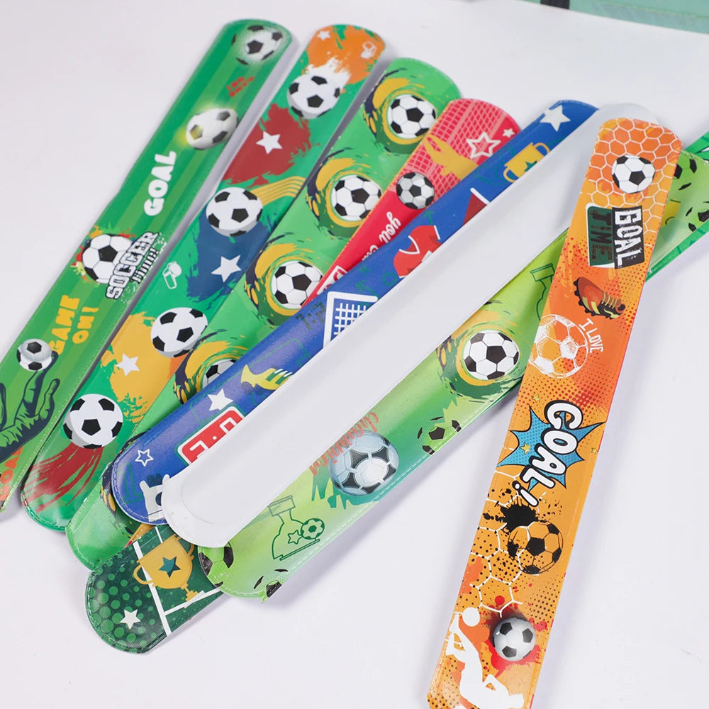 12pcs Soccer Slap Bracelets Wristband Toys for Kids Football Theme Party Decoration