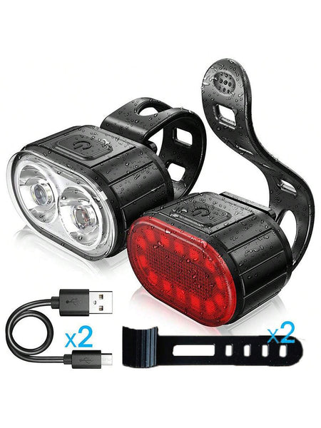 USB Rechargeable LED Bike Lights Set for Enhanced Night Riding