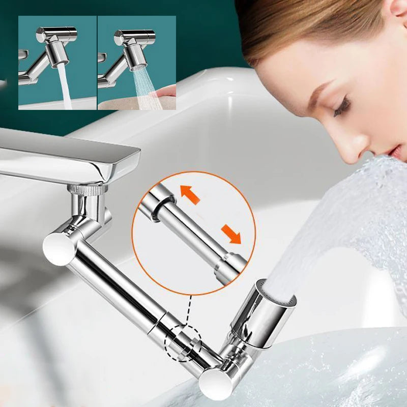 1440&amp;deg; Rotatable Scalable Metal Faucet Aerator Bathroom Tap Splash-proof Bubbler Faucet Filter Nozzle Tap Saving Water Extender