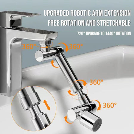 1440&amp;deg; Rotatable Scalable Metal Faucet Aerator Bathroom Tap Splash-proof Bubbler Faucet Filter Nozzle Tap Saving Water Extender