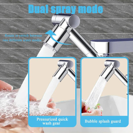 1440&amp;deg; Rotatable Scalable Metal Faucet Aerator Bathroom Tap Splash-proof Bubbler Faucet Filter Nozzle Tap Saving Water Extender