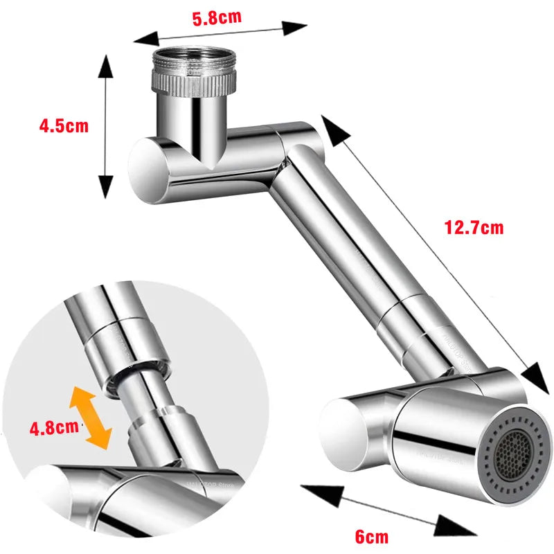 1440&amp;deg; Rotatable Scalable Metal Faucet Aerator Bathroom Tap Splash-proof Bubbler Faucet Filter Nozzle Tap Saving Water Extender