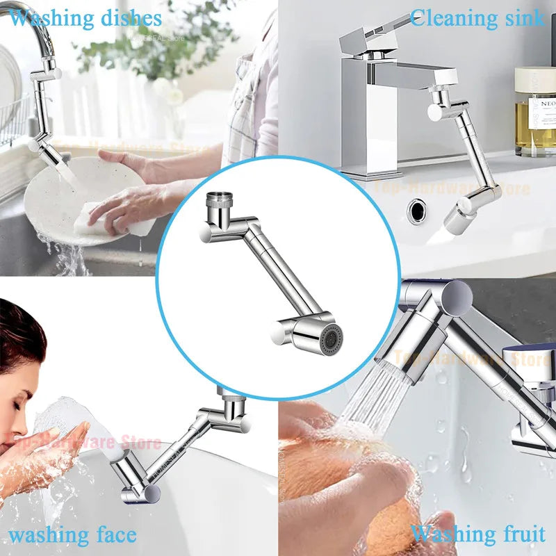 1440&amp;deg; Rotatable Scalable Metal Faucet Aerator Bathroom Tap Splash-proof Bubbler Faucet Filter Nozzle Tap Saving Water Extender