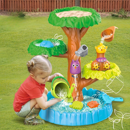 Tree Fountain Water Play Sand Table Set - Beach Sand Toys, Scoop &amp; Sand Molds