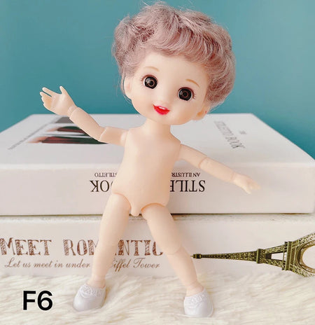16 cm bjd Doll Body 1/8 with Head and Shoes Mini Doll Naked Body 13 Movable Joints 3D Eyes for Children's DIY Toys F6 / doll and shoes / CHINA