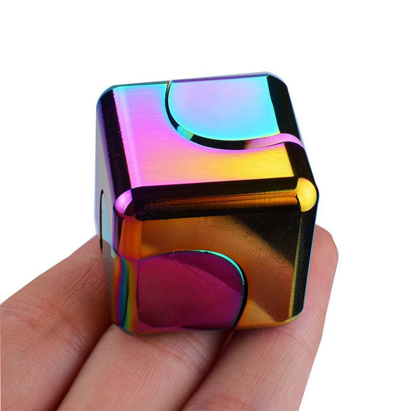 Magic Dice Metal Cube Fidget Spinner - Rainbow Antistress EDC Toy Rainbow
