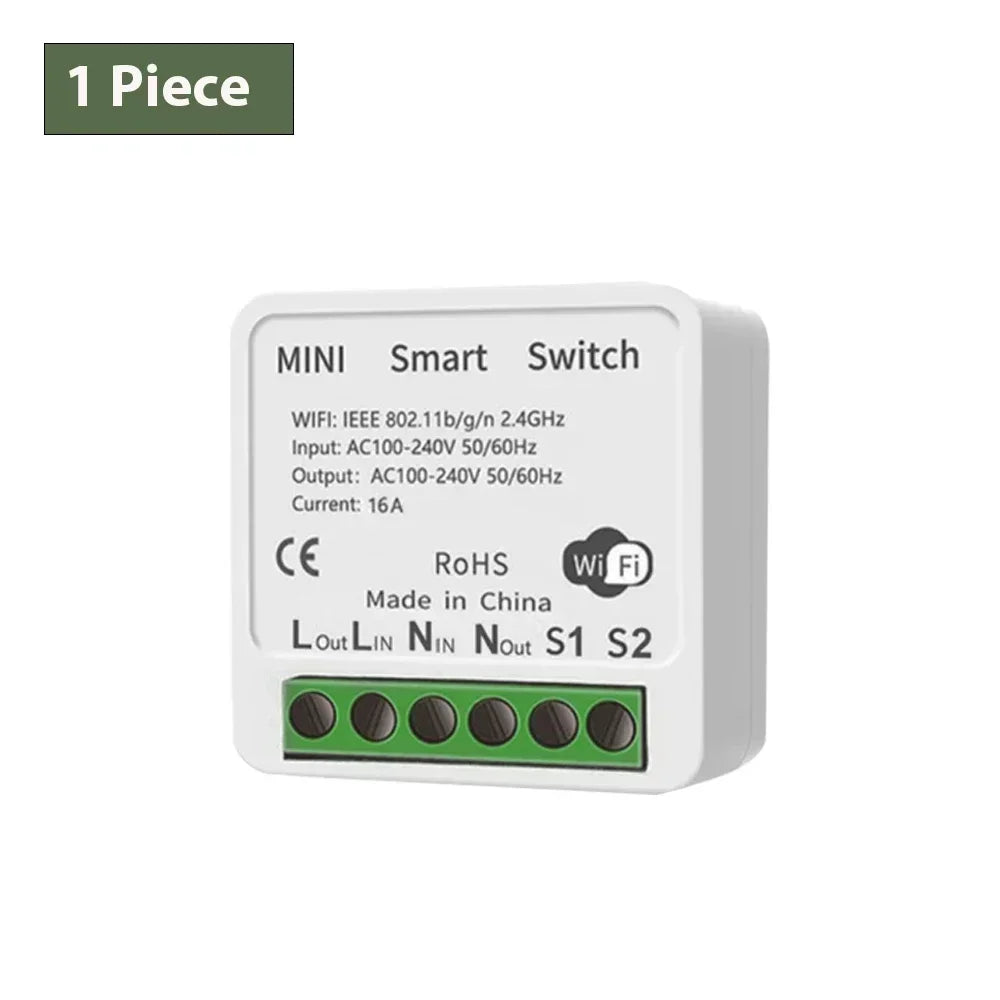 16A Tuya WiFi Smart Switch 2-way Control with Power Monitor Switch Mini Smart Breaker Smart Life Control Alexa Via Google Home