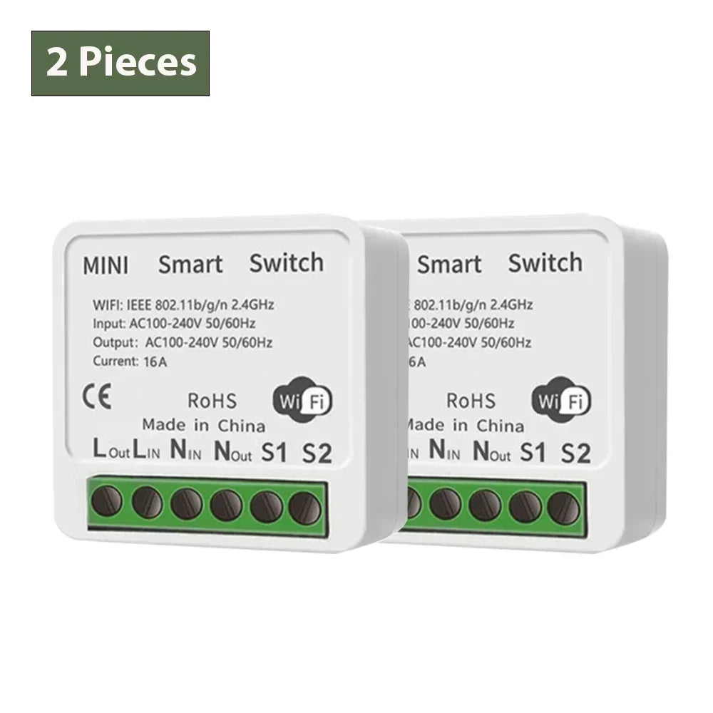 16A Tuya WiFi Smart Switch 2-way Control with Power Monitor Switch Mini Smart Breaker Smart Life Control Alexa Via Google Home