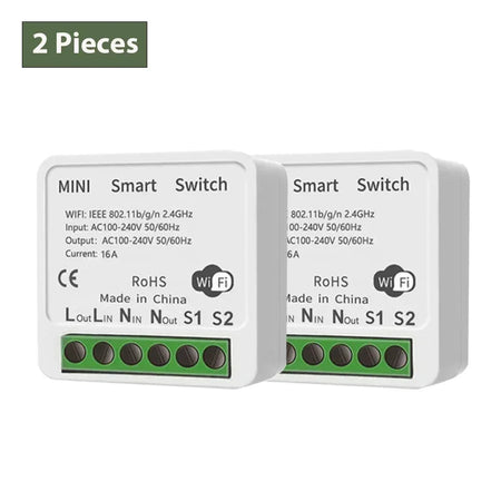 16A Tuya WiFi Smart Switch 2-way Control with Power Monitor Switch Mini Smart Breaker Smart Life Control Alexa Via Google Home