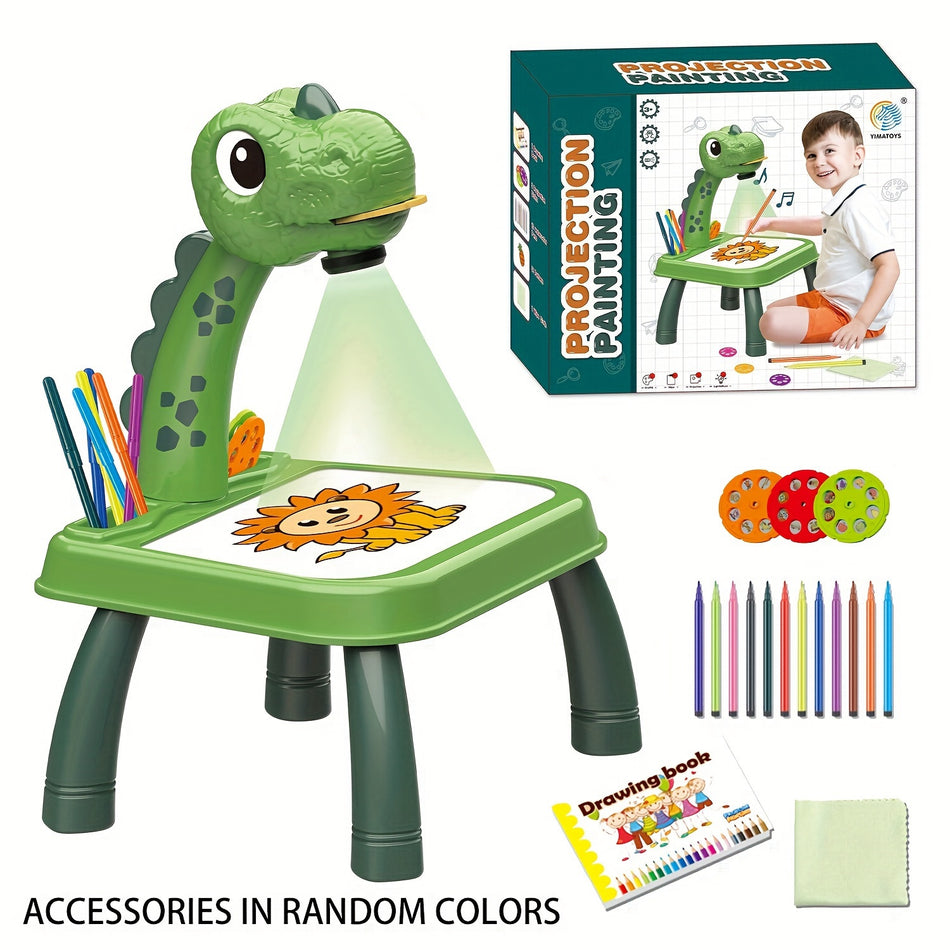 Dinosaur Projection Painting Table - Educational Toy for Kids Green