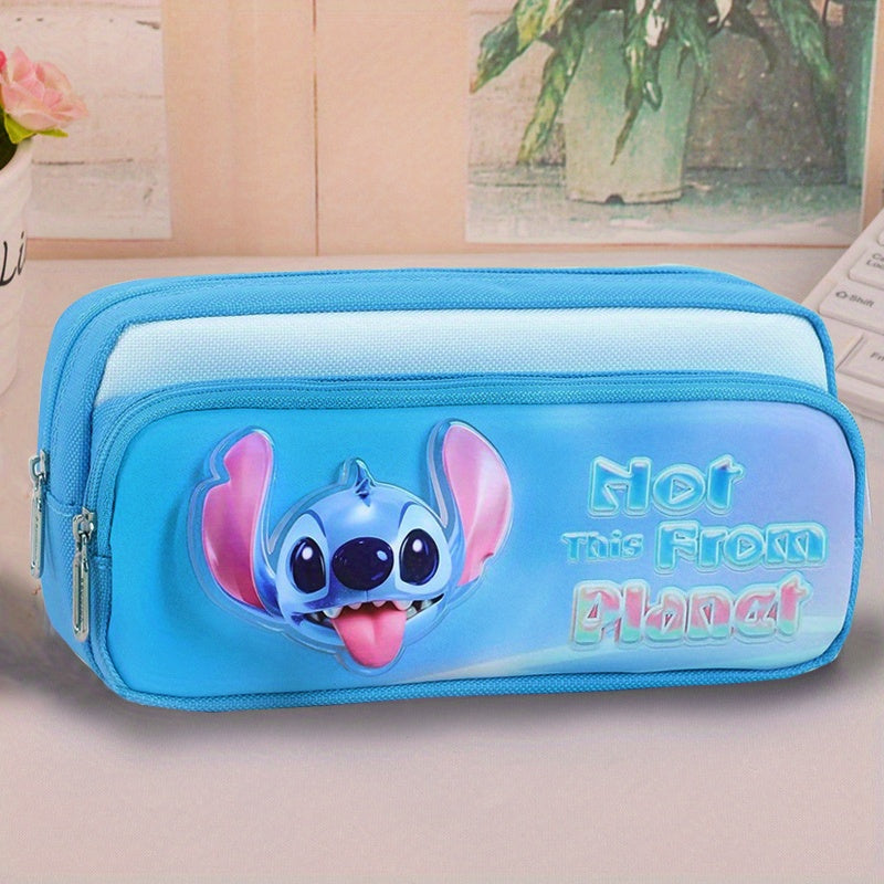 Stitch Cartoon PU Leather Pencil Case - Ideal for School Supplies and Makeup - Cyprus