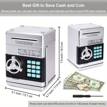 Mini ATM Coin Bank with Password - Cash &amp; Coin Savings Jar Toy