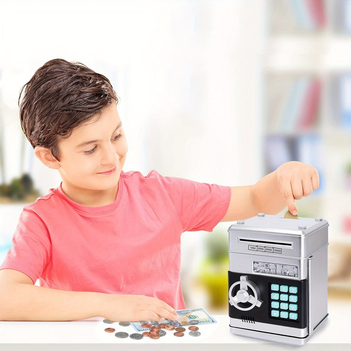 Mini ATM Coin Bank with Password - Cash &amp; Coin Savings Jar Toy