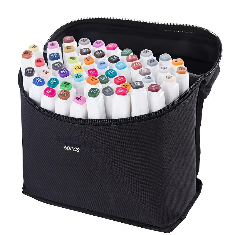 Canvas Marker Organizer & Cosmetic Bag - Large Capacity Storage for 60 Markers - Cyprus