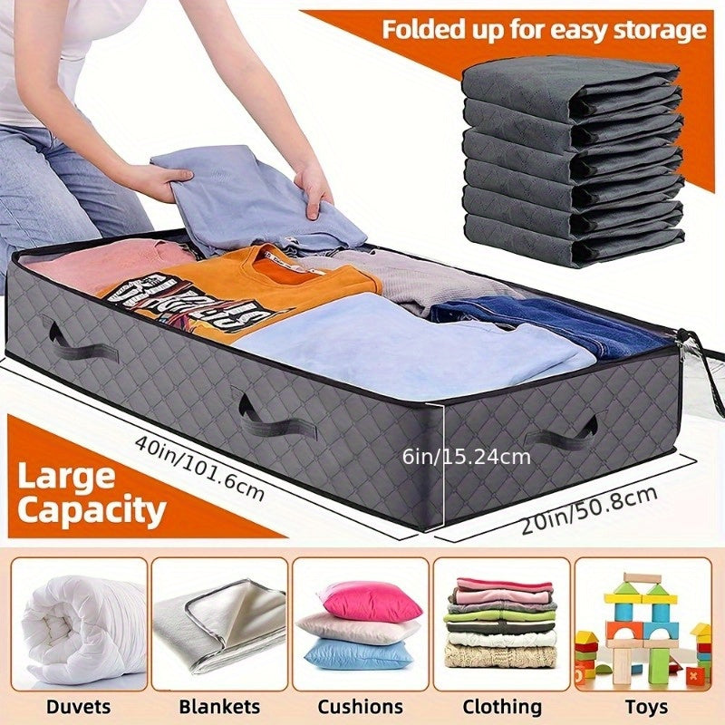 Large Underbed Storage Box Set with Clear Window and Sturdy Handles - Ideal for Clothes, Quilts, and Toys Organization
