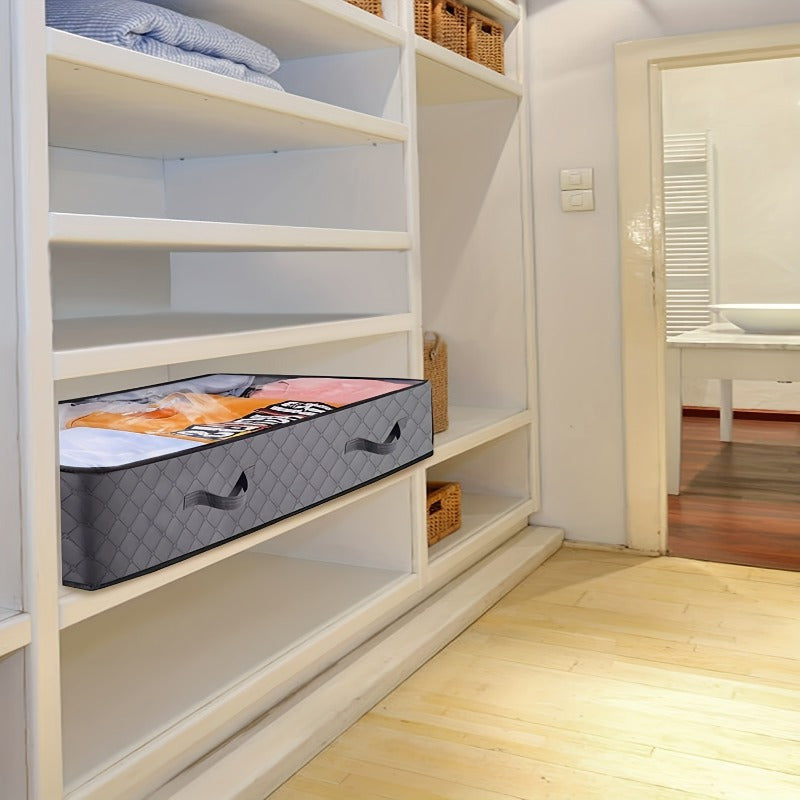 Large Underbed Storage Box Set with Clear Window and Sturdy Handles - Ideal for Clothes, Quilts, and Toys Organization