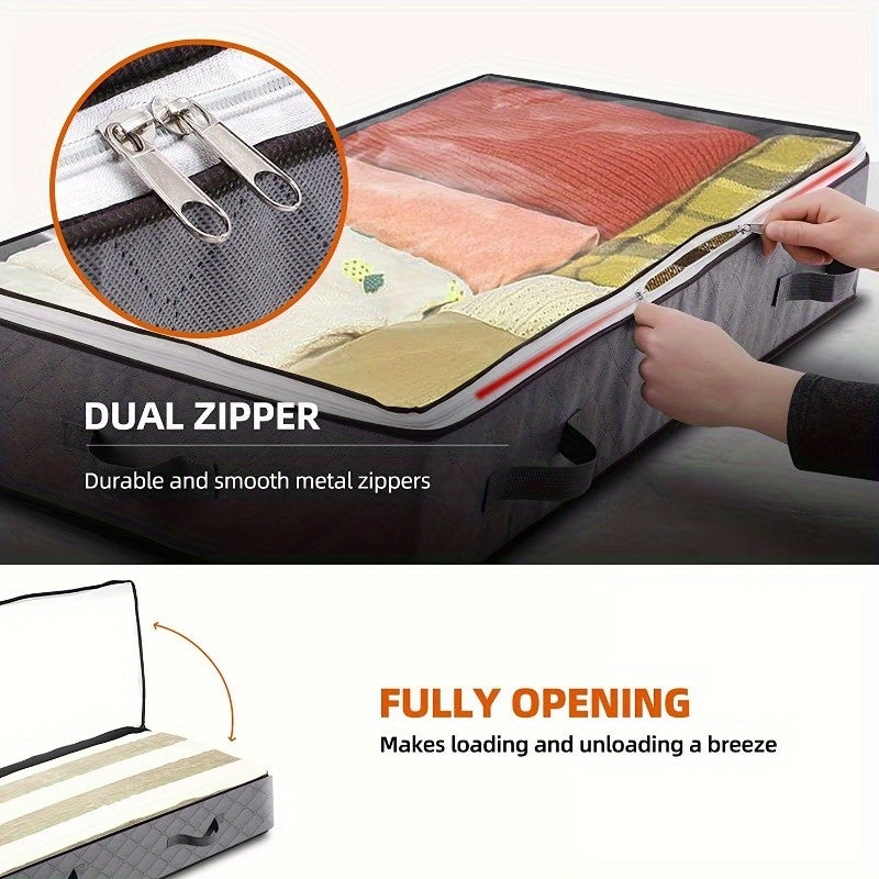 Large Underbed Storage Box Set with Clear Window and Sturdy Handles - Ideal for Clothes, Quilts, and Toys Organization