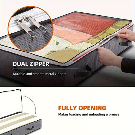 Large Underbed Storage Box Set with Clear Window and Sturdy Handles - Ideal for Clothes, Quilts, and Toys Organization