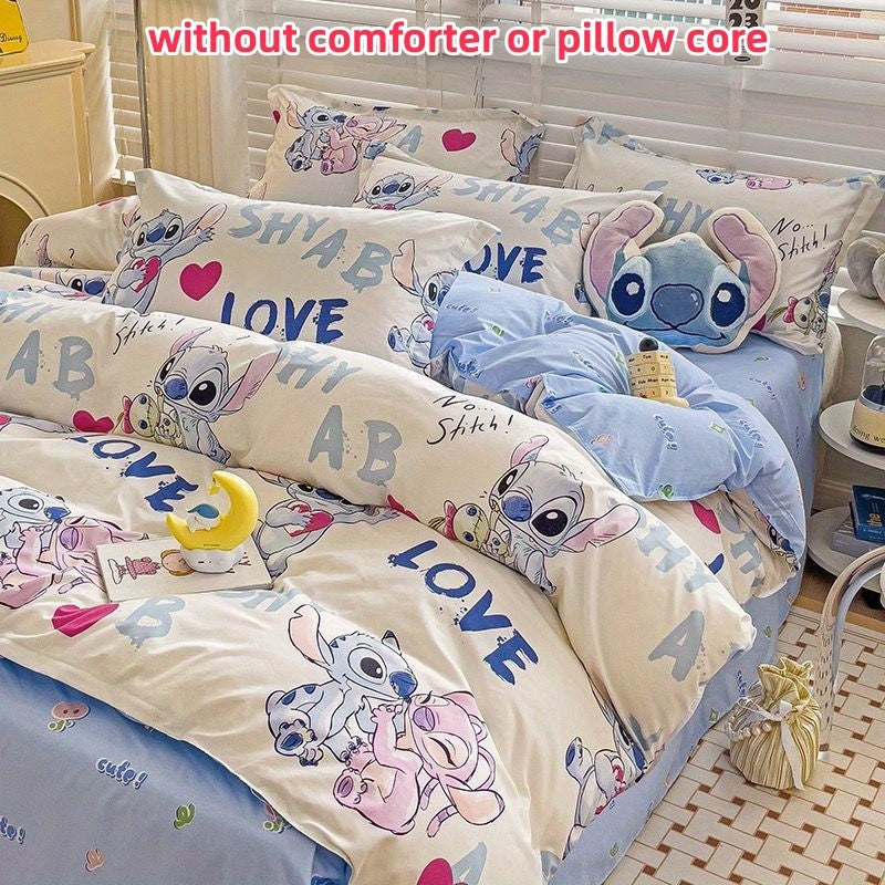 Disney Stitch Cartoon Bedding Set - Cute Anime Printed Bedroom Supplies - Fashion Kawaii Soft And Comfortable - Cyprus