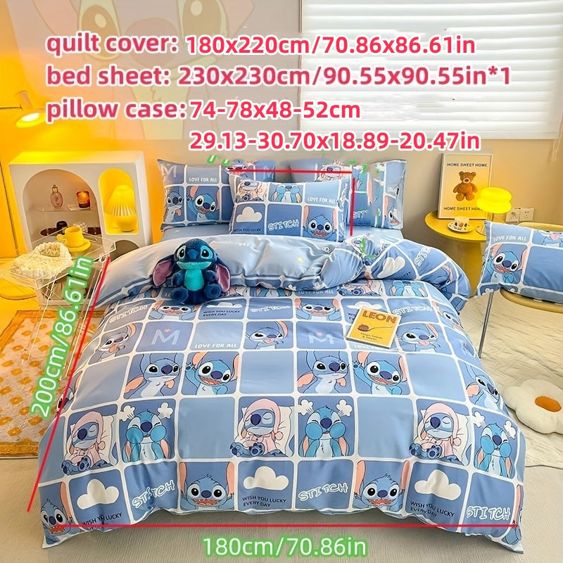 Disney Stitch Cartoon Bedding Set - Cute Anime Printed Bedroom Supplies - Fashion Kawaii Soft And Comfortable - Cyprus